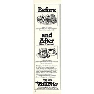 Before After Theatre Feast Trattorias Festa Dinner Pan Am Building NYC AD 1970s